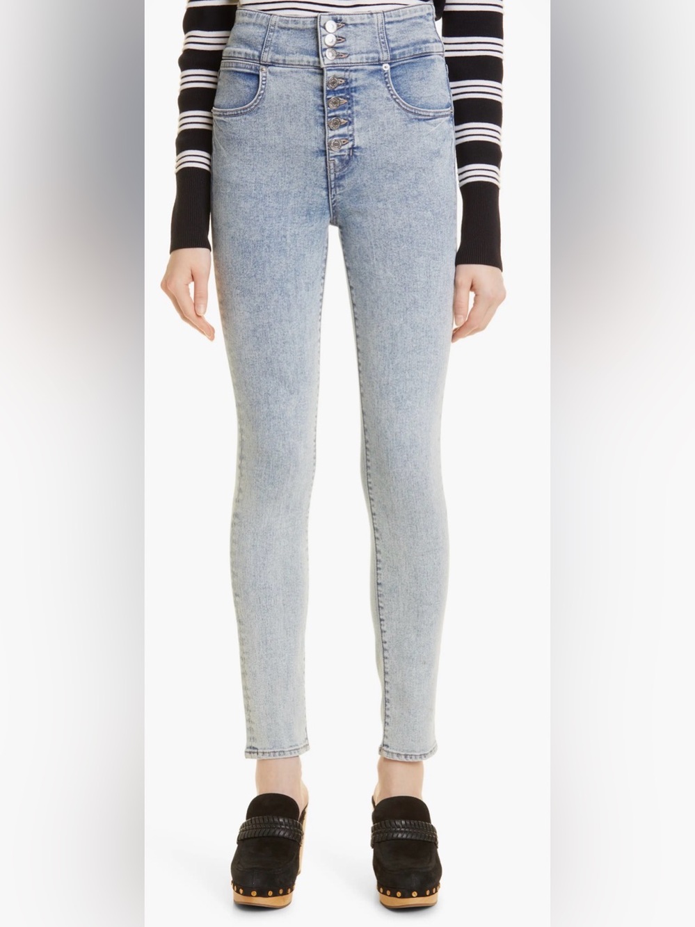 Veronica Beard Katherine Corset High-Waist Light Blue Skinny Jeans Women’s 26